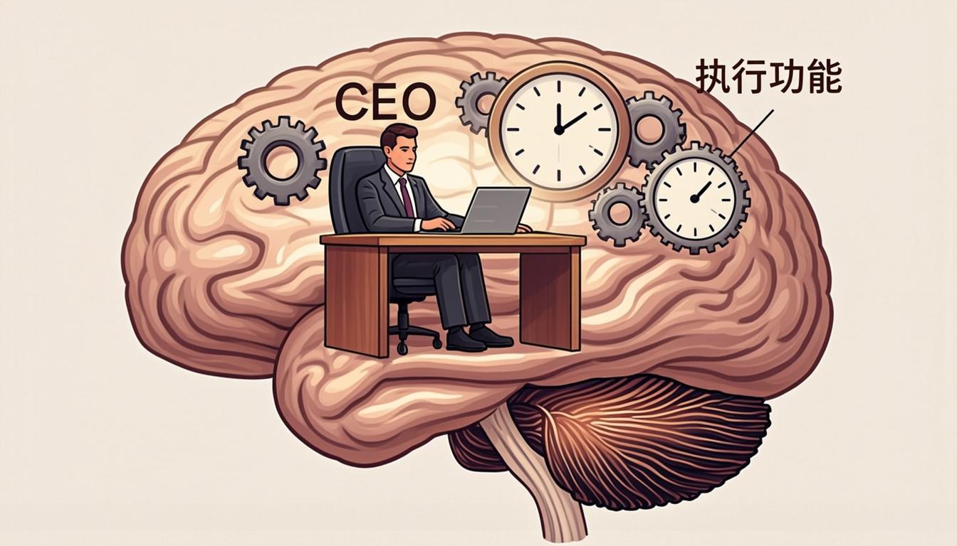 A structured visual representing planning, focus, and execution patterns in the mind.